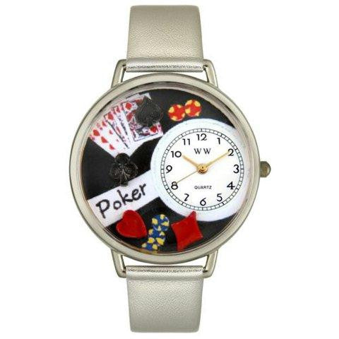 Whimsical Unisex Poker silver Leather Watch