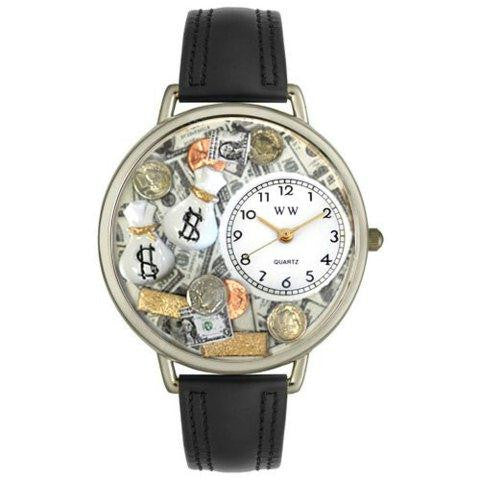 Whimsical Unisex Banker Black Leather Watch