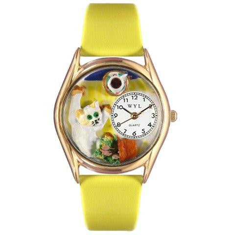 Whimsical Womens Bad Cat Yellow Leather Watch