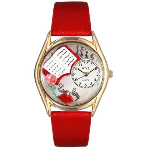 Whimsical Womens Love Story Red Leather Watch