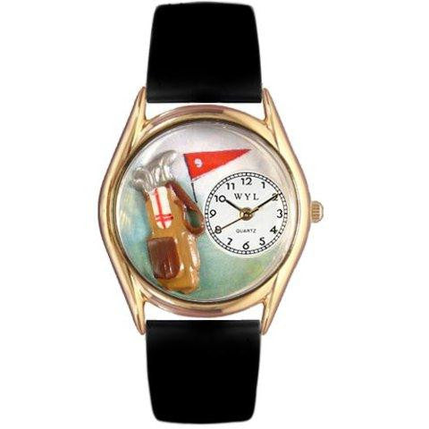 Whimsical Womens Golf Bag Black Leather Watch