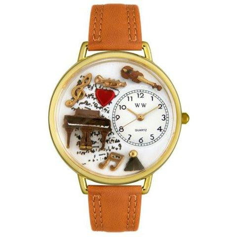 Whimsical Unisex Music Piano Tan Leather Watch