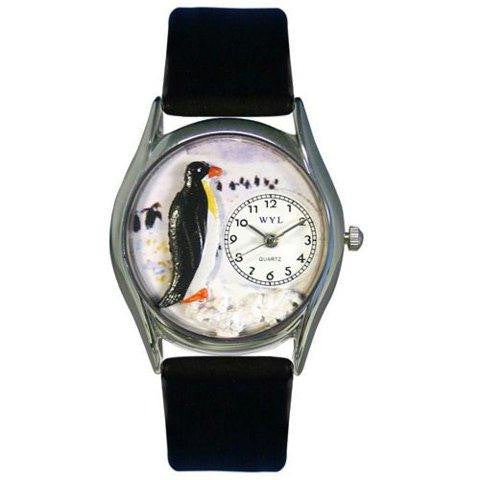 Whimsical Womens Penguin Black Leather Watch