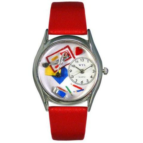 Whimsical Womens Scrapbook Red Leather Watch