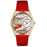 Whimsical Womens Needlepoint Red Leather Watch