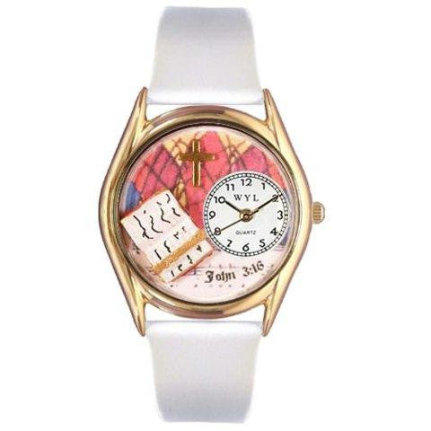 Whimsical Womens John 3:16 White Leather Watch