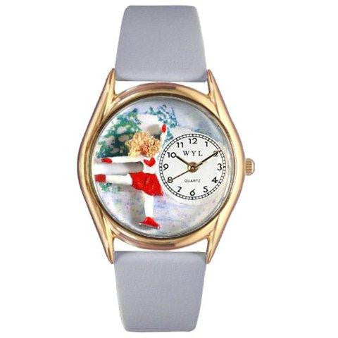 Whimsical Womens Ice Skating Red Leather Watch