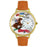 Whimsical Unisex Horse Racing Tan Leather Watch