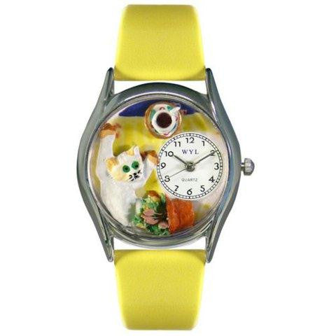 Whimsical Womens Bad Cat Yellow Leather Watch