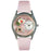 Whimsical Womens Tea Roses Pink Leather Watch