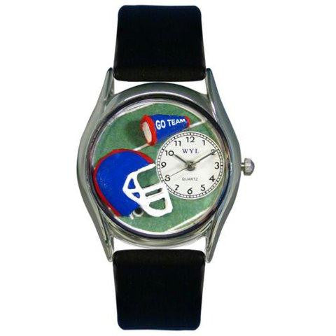 Whimsical Womens Football Black Leather Watch