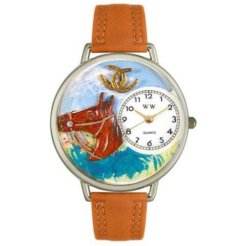 Whimsical Unisex Horse Head Tan Leather Watch