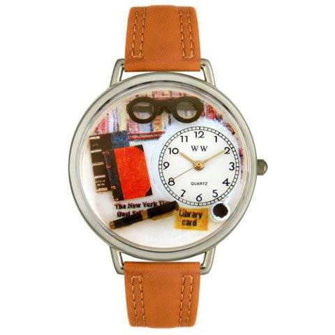 Whimsical Unisex Book Lover Tan Leather Watch