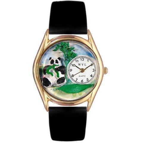 Whimsical Womens PAnda Bear Black Leather Watch