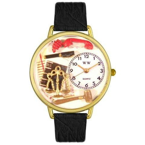 Whimsical Unisex Lawyer Black Skin Leather Watch