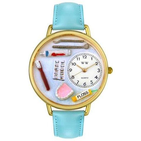 Whimsical Unisex Dentist Baby Blue Leather Watch