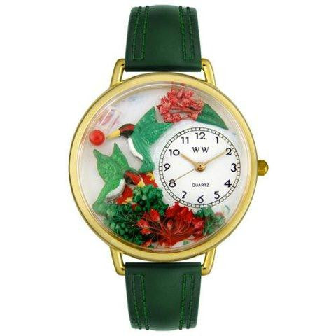 Whimsical Unisex Hummingbirds Pink Leather Watch