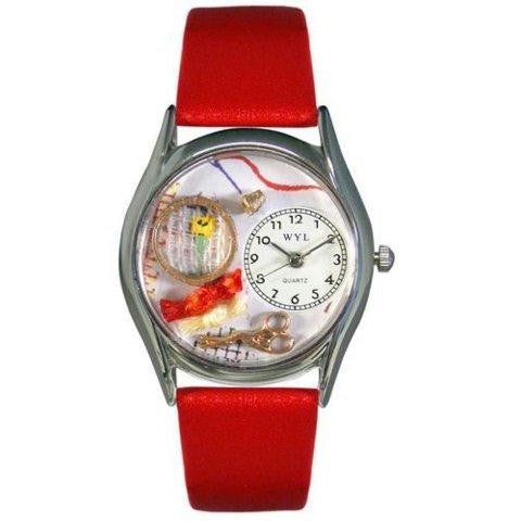 Whimsical Womens Needlepoint Red Leather Watch