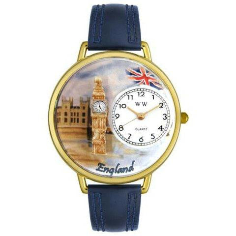 Whimsical Unisex England Navy Blue Leather Watch