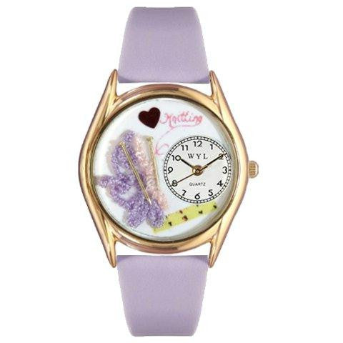 Whimsical Womens Knitting Lavender Leather Watch