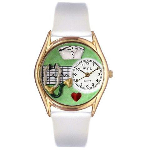 Whimsical Womens Nurse Green White Leather Watch