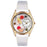 Whimsical Womens Cheerleader White Leather Watch