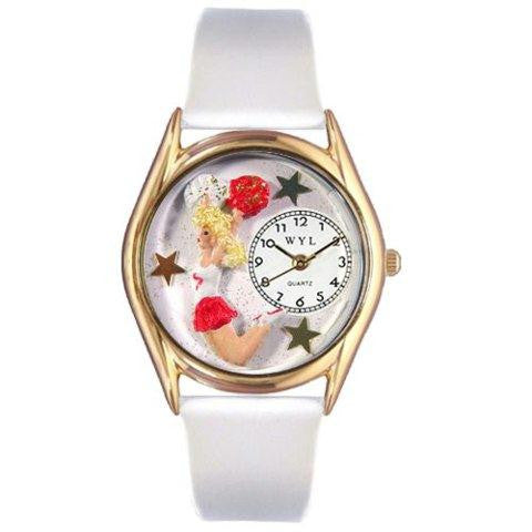 Whimsical Womens Cheerleader White Leather Watch