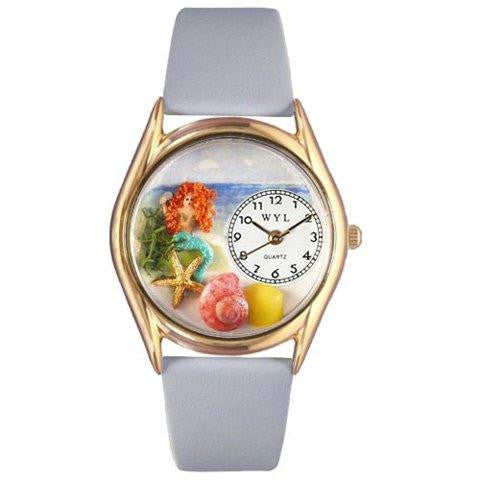 Whimsical Womens Mermaid Baby Blue Leather Watch