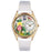 Whimsical Womens Daisy Fairy White Leather Watch