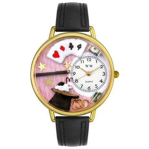 Whimsical Unisex Magic Black Padded Leather Watch