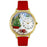 Whimsical Unisex Christmas Tree Red Leather Watch