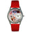 Whimsical Womens Coffee Lover Red Leather Watch