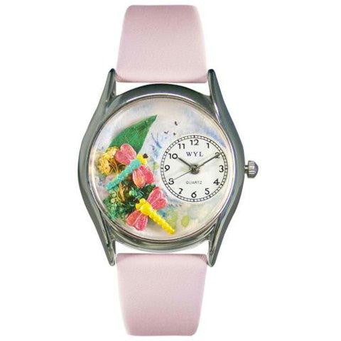 Whimsical Womens Dragonflies Pink Leather Watch