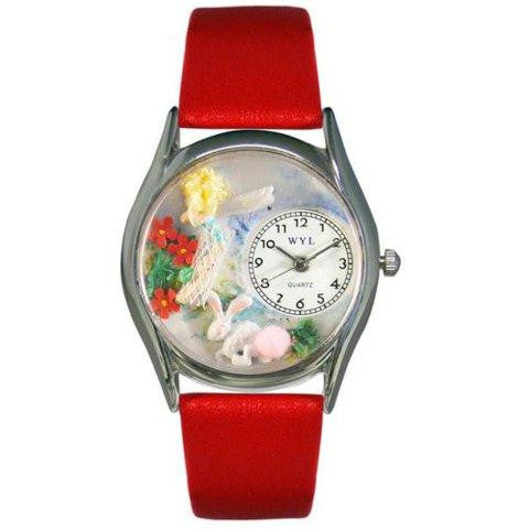 Whimsical Womens Garden Fairy Red Leather Watch