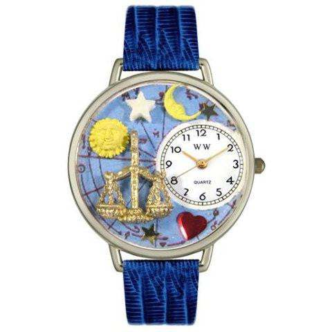 Whimsical Unisex Libra Royal Blue Leather Watch