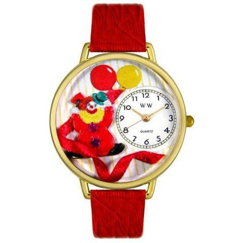 Whimsical Unisex Happy Red Clown Red Leather Watch