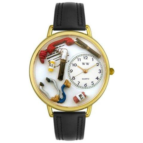 Whimsical Unisex Doctor Black Padded Leather Watch