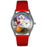 Whimsical Womens Wine-Cheese Red Leather Watch