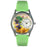 Whimsical Womens Butterflies Green Leather Watch