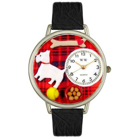 Whimsical Unisex Westie Black Skin Leather Watch