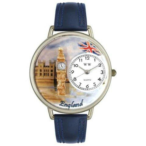 Whimsical Unisex England Navy Blue Leather Watch