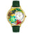 Whimsical Unisex Turtles Hunter Green Leather Watch