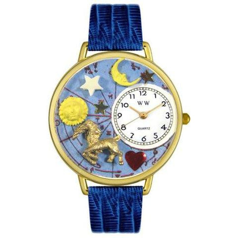 Whimsical Unisex Capricorn Royal Blue Leather Watch