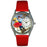 Whimsical Womens Square Dancing Red Leather Watch