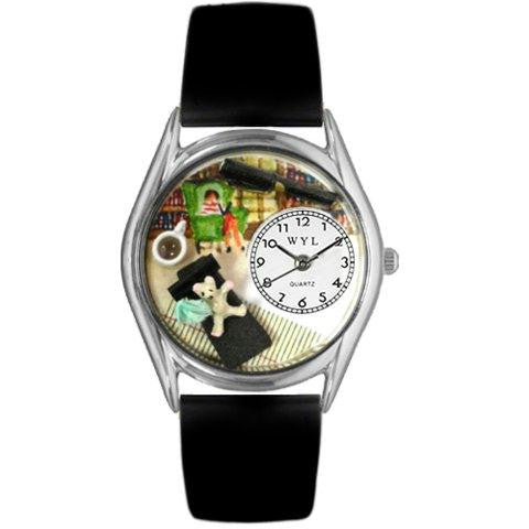 Whimsical Womens Psychiatrist Black Leather Watch