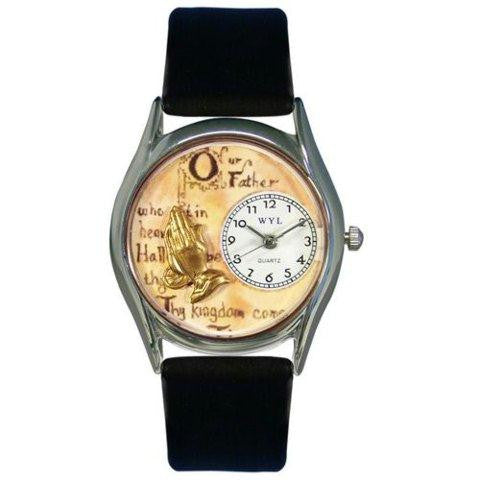 Whimsical Womens Lords Prayer Black Leather Watch