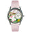 Whimsical Womens Tennis Female Pink Leather Watch