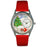 Whimsical Womens Christmas Tree Red Leather Watch