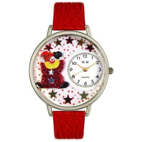 Whimsical Unisex Red Star Clown Red Leather Watch