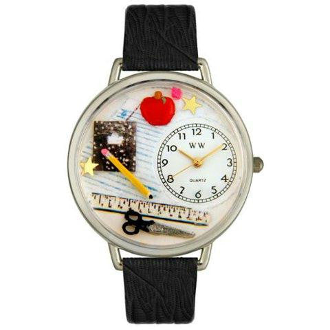 Whimsical Unisex Teacher Black Skin Leather Watch